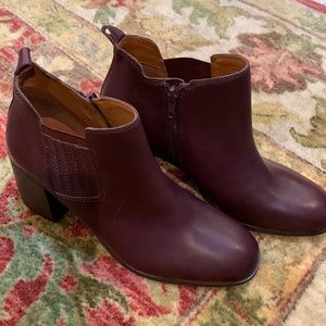 Ladies Lucky Brand leather boots.  New, never worn.  Wine/brown.